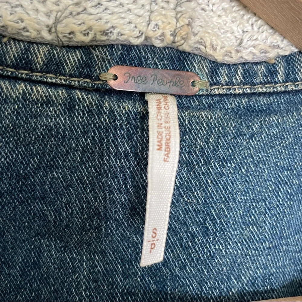 Free People | Mixed Media Distressed Hooded Jean Jacket - Picture 9 of 11